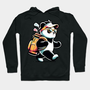 Golf Novelty Panda in Sunglasses Golfing Funny Golf Hoodie